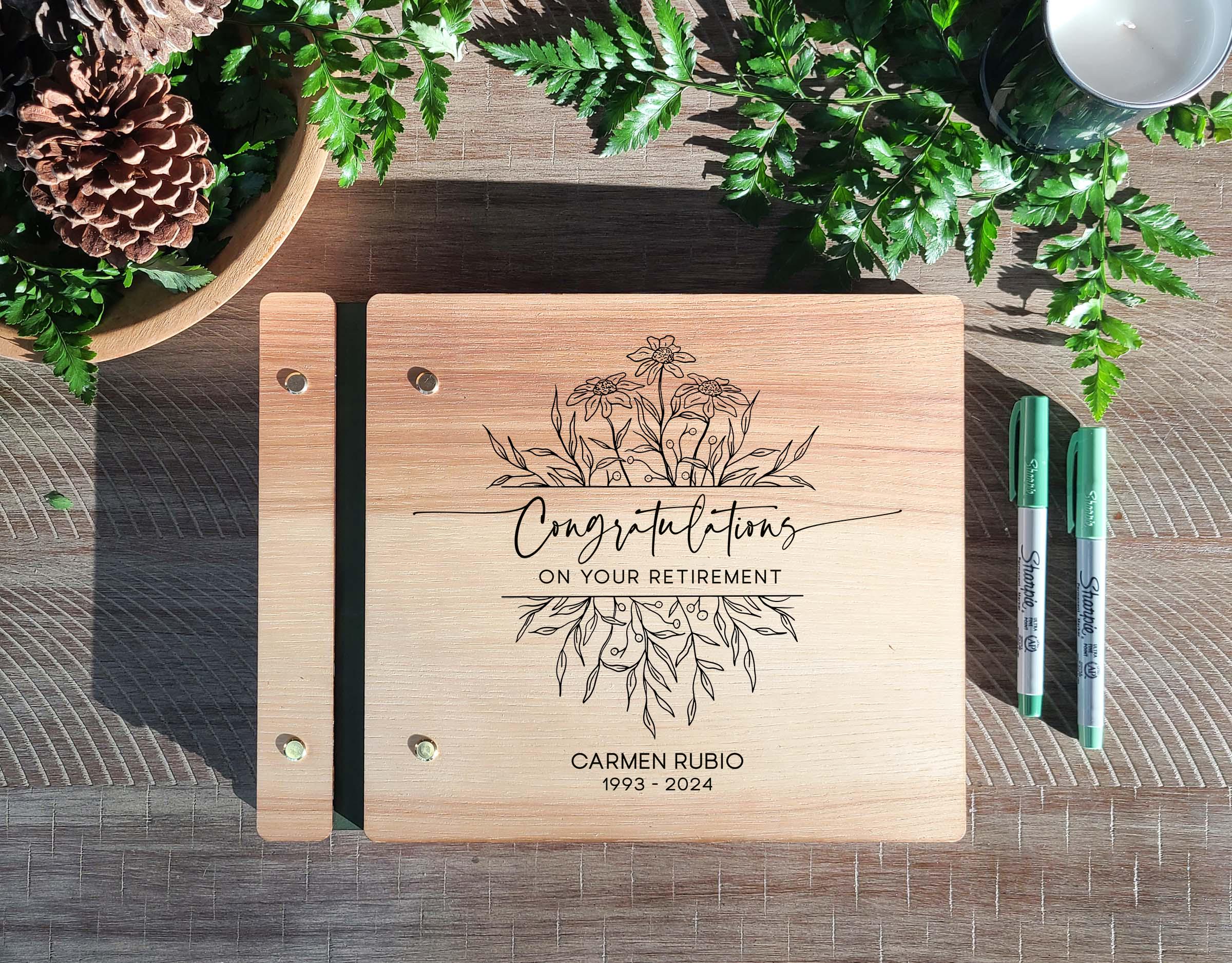 Personalized Engraved Retirement Guestbook | Unique Retirement Gift for ...