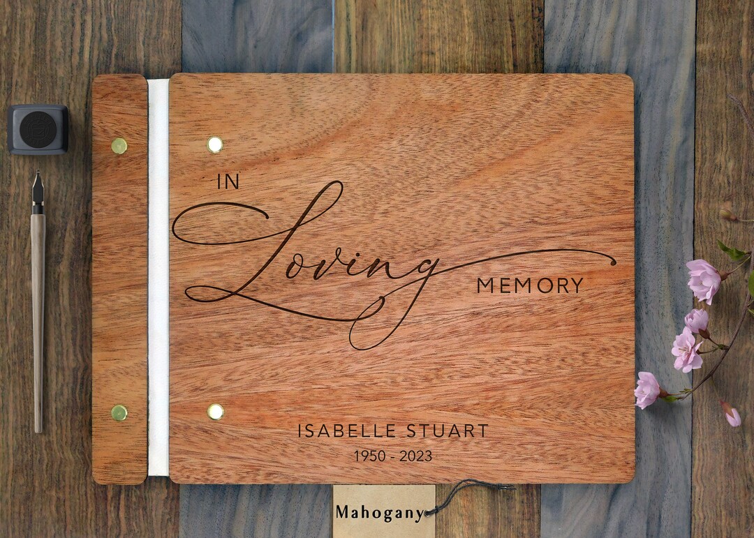 In Loving Memory Guest Book. Custom Wooden Memorial Book. Funeral Guest Book Personalized Memory