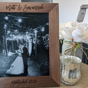 Custom Personalized Photo Frame, Custom Engraved Wood Picture Frame, Custom Wedding Frame, Newlywed Gift, Custom Baby Gift image 2