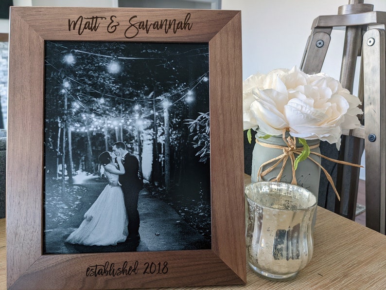 Custom Personalized Photo Frame, Custom Engraved Wood Picture Frame, Custom Wedding Frame, Newlywed Gift, Custom Baby Gift image 2