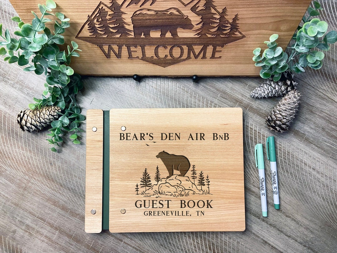 Custom Guest Book for Vacation House Lodge, Cabin, Mountain Home. Guest