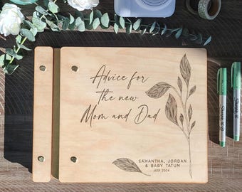 Advice for New Parents - Wooden Baby Shower Guest Book - Personalized Photo Album