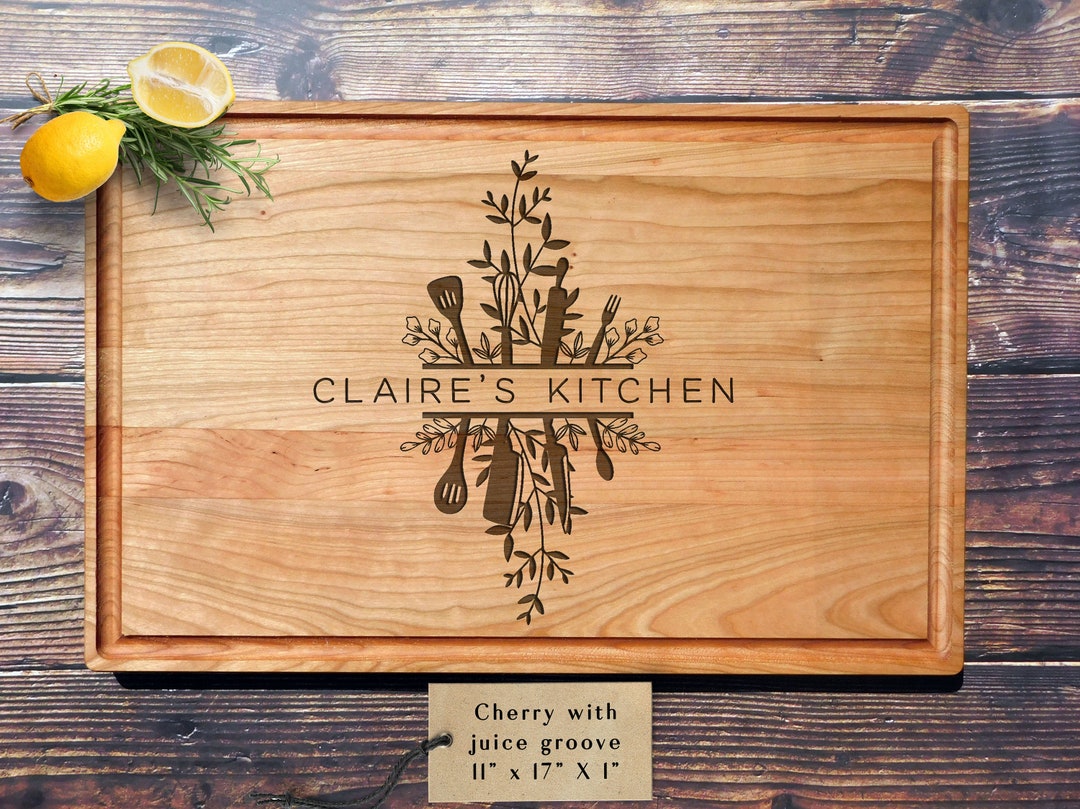 Personalized Engraved Cutting Board, Custom Housewarming Cutting Board, Fun  Custom Cutting Board In This Kitchen, Jessica is the boss