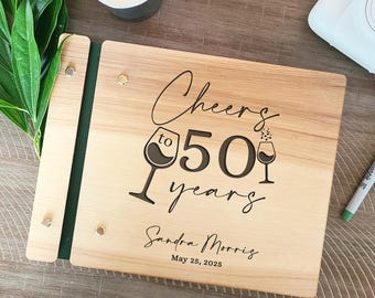 Personalized Birthday Guest Book - Engraved Wooden Photo Album - 30th 40th 50th 60th 70th Birthday