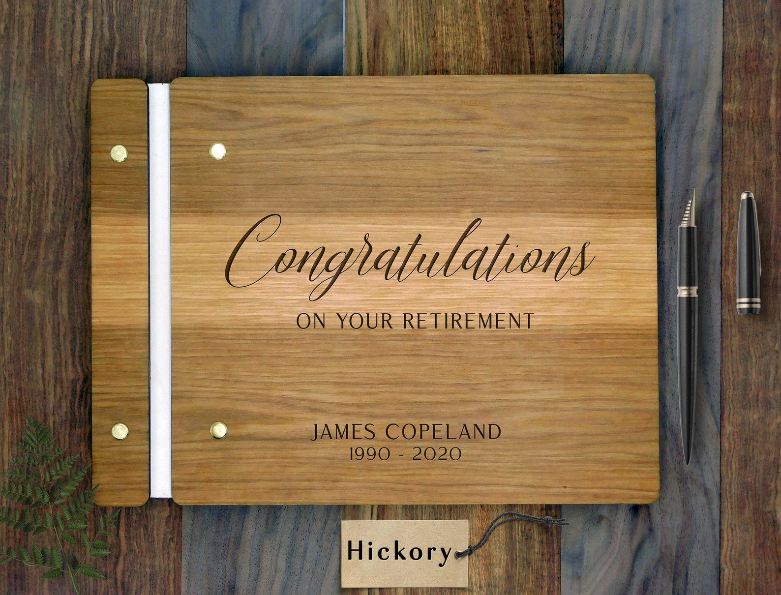 Personalized Retirement Guest book Engraved Wooden Guestbook Etsy