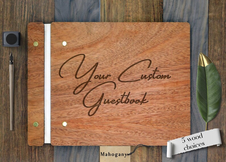 Custom Guestbook a Personalized and Engraved Large 9x12 Wood Etsy