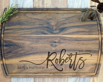 Personalized Family Name Cutting Board. Custom Engraved chopping Board Custom board, Wedding Gift, Anniversary, Housewarming Gift for couple