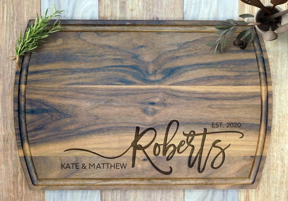 Personalized Family Name Cutting Board. Custom Engraved Chopping