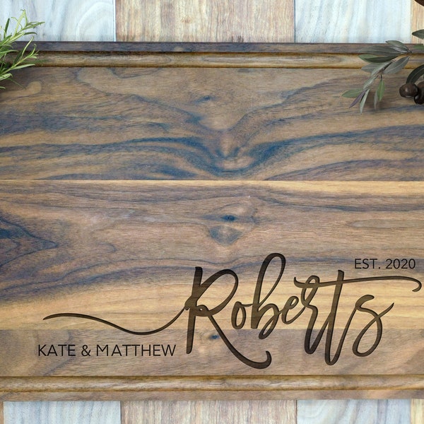 Personalized Family Name Cutting Board. Custom Engraved chopping Board Custom board, Wedding Gift, Anniversary, Housewarming Gift for couple