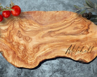 Custom Cutting Board, Custom Olive Wood Cutting Board. Personalized Rustic Olive Wood Cheese Board. Charcuterie Board. Housewarming Gift