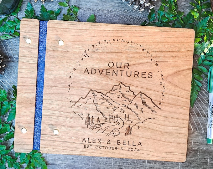 Our Adventure Book - Custom Anniversary Gift - Engraved Couples Memory Album -  Personalized Adventure Notebook - Travel Journal