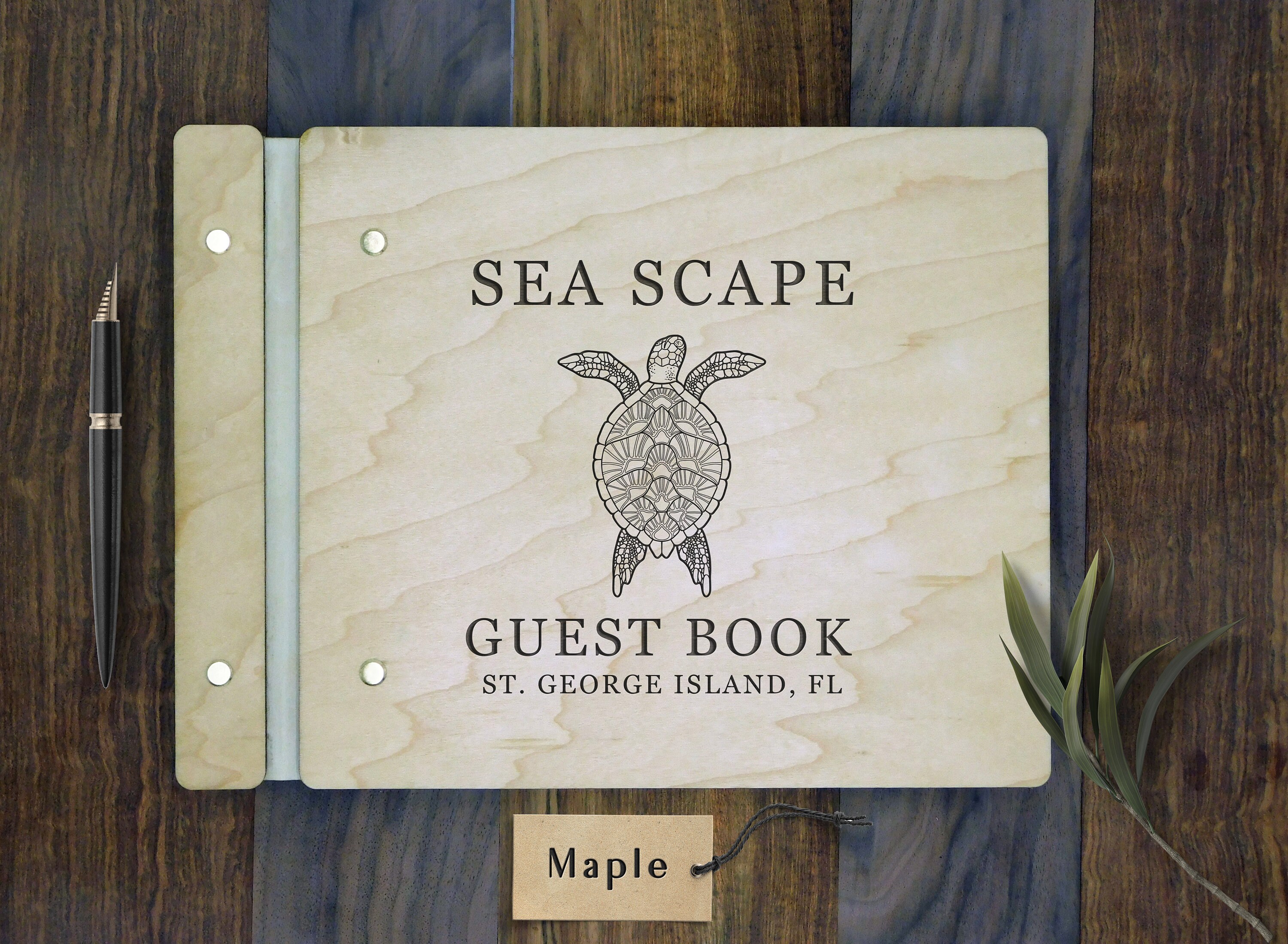Personalized Vacation Home Guest Book, State Map Guest Book, Beach