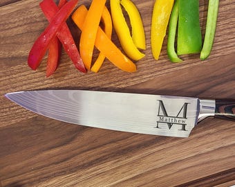 Personalized Chef Knife - Custom Dad Gift - Boyfriend Gift - Custom Engraved Stainless Steel Blade Chef Knife - Gift for Chef - Monogram