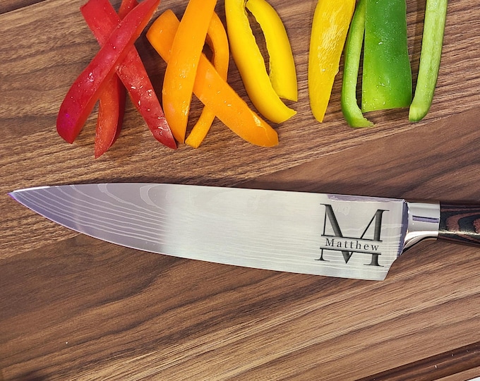 Personalized Chef Knife - Custom Dad Gift - Boyfriend Gift - Custom Engraved Stainless Steel Blade Chef Knife - Gift for Chef - Monogram