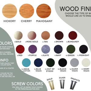Peut inclure: Un nuancier de finitions de bois, de couleurs de charni&egrave;res et de couleurs de vis. Les options de finition du bois comprennent l'&eacute;rable, le hickory, le cerisier et l'acajou. Les couleurs de charni&egrave;res vont de l'or &agrave; l'ivoire. Les couleurs de vis sont or, argent et graphite.