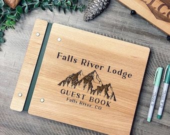 Mountain Retreat Guest Book Rustic Lodge Visitor Log. Guest Book for Vacation House- Lodge, Cabin.Personalized Guestbook. Custom Engraved.