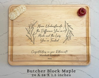 Custom Retirement Gift, Personalized Chopping Board 24 x 18 inches, Butcher Block, Retirement Gift for Him, Retirement Gift for Her