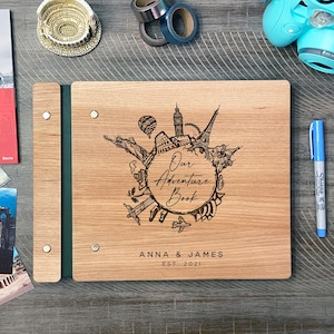 Our Adventure Book - Engraved and Personalized Custom Wood Adventure Notebook. Wood Notebook or Adventure Album or Travel Journal