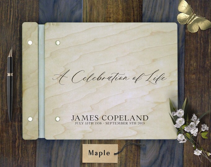 Celebration of Life Guest Book Custom Wooden Memorial Guest Etsy
