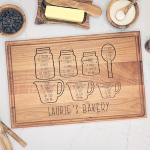 Engraved Baking Chart Cutting Board: Custom Maple, Cherry, Walnut