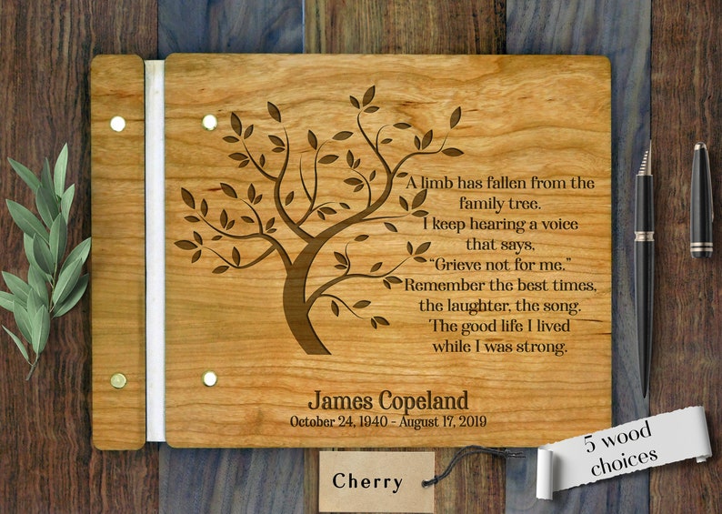 Memorial Guest Book Custom Wood Funeral Guest Book / Wood Etsy