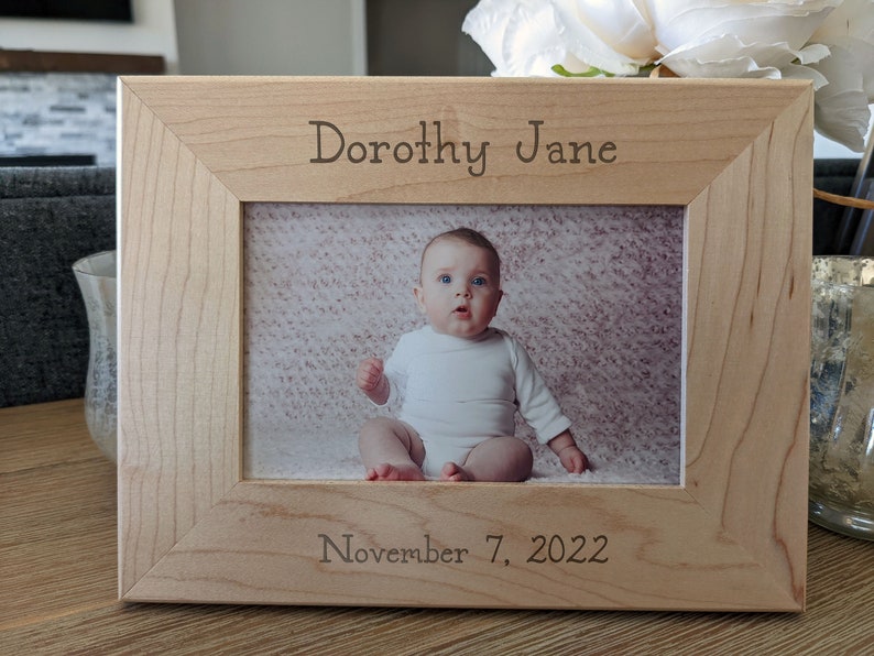 Custom Personalized Photo Frame, Custom Engraved Wood Picture Frame, Custom Wedding Frame, Newlywed Gift, Custom Baby Gift image 5