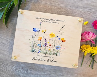 Custom Flower Press Kit. Personalized Color Printed Wooden Botanical Press, Nature Lover Gift, Herbarium Keepsake. Mother's Day Gift.