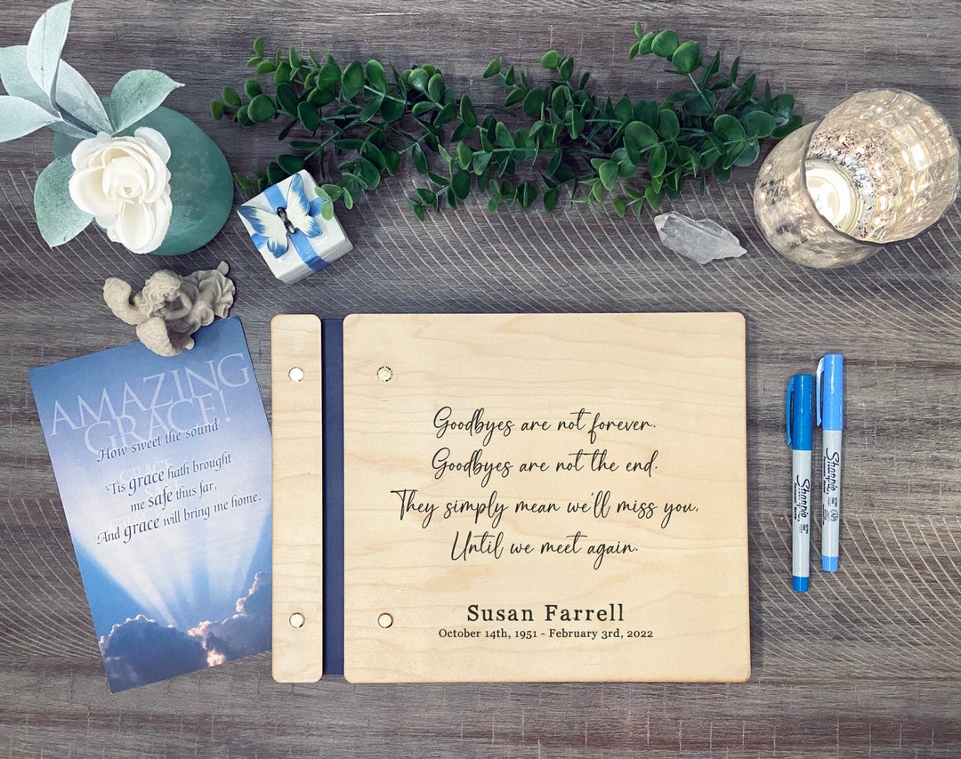 Custom Wooden Memorial Guest Book Wood Funeral Guest Book Personalized