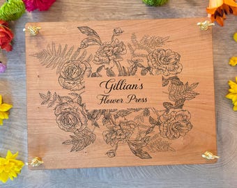 Flower Press, Custom Engraved. Personalized Wooden Botanical Press Kit. Nature Lover Present. Mother's Day Gift. Herbarium Plant Dryer