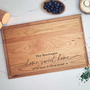 Our First Home Custom Cutting Board - Realtor New Home Closing Gift - Home Sweet Home Housewarming Gift - GPS Coordinate Cutting Board image 9