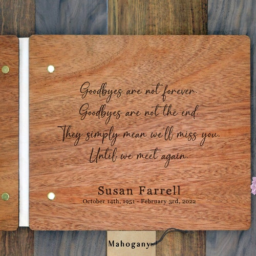 Memorial Guest Book Custom Wood Funeral Guest Book / Wood Etsy