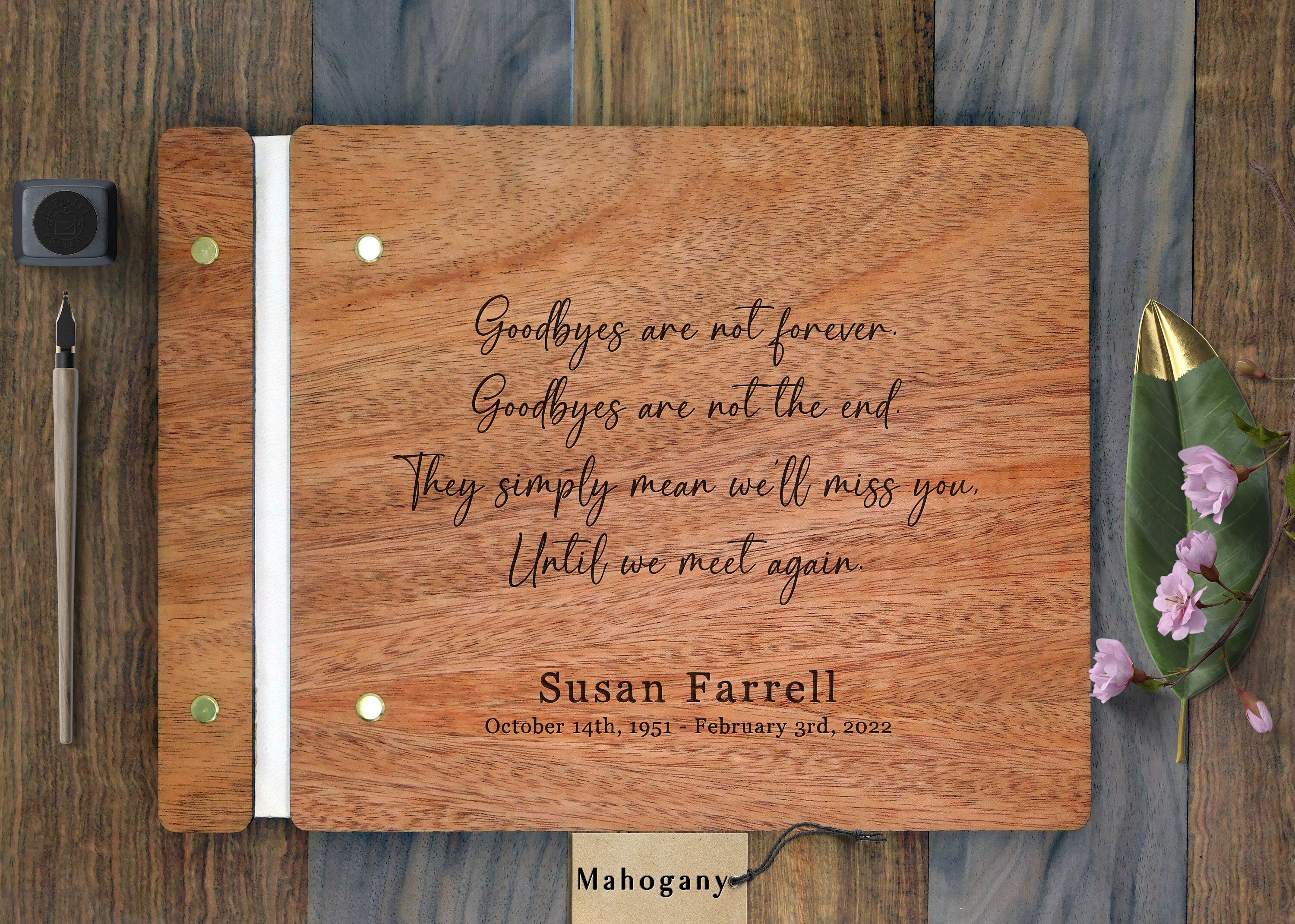 Custom Wooden Memorial Guest Book Wood Funeral Guest Book Etsy