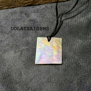 Iridescent Mother of Pearl Teardrop Pendant on Black Cord | Abalone Shell Slice Necklace | Minimalist Boho Choker | Healing Ocean Jewelry