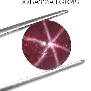 Rubí estrella cabujón de alta calidad, bonito color con una estrella poco común, piedra para colgante, piedra preciosa de rubí estrella redonda, rubí estrella suelto, 8,00 quilates.