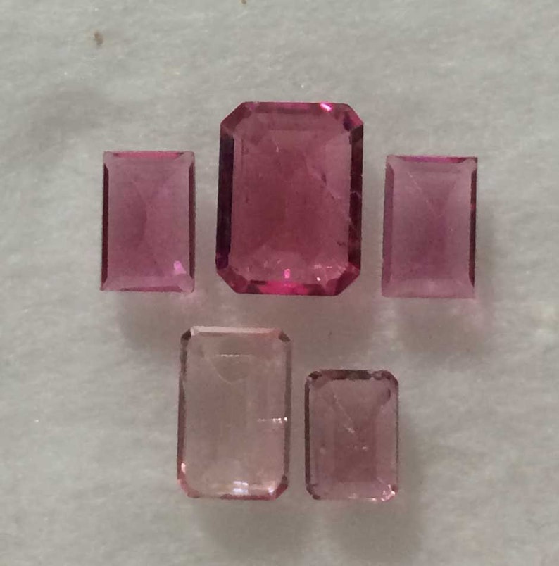 Pink Tourmaline Faceted Octagon AAA Quality Tourmaline. Intense Pink Color