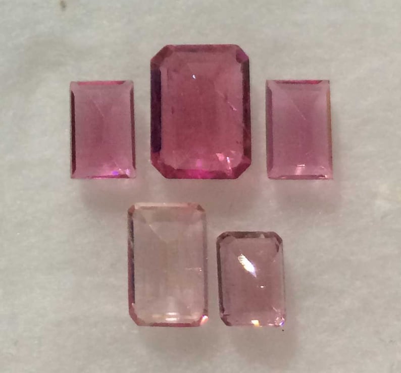Pink Tourmaline Faceted Octagon AAA Quality Tourmaline. Intense Pink Color
