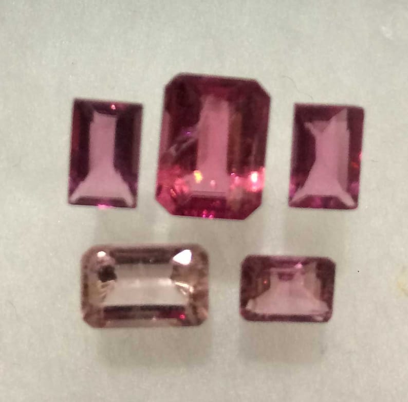 Pink Tourmaline Faceted Octagon AAA Quality Tourmaline. Intense Pink Color
