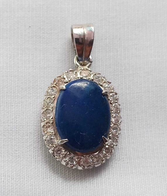 Blue Lapis Lazuli Gemstone Necklace Pendant 925 Sterling Solid Silver Jewelry