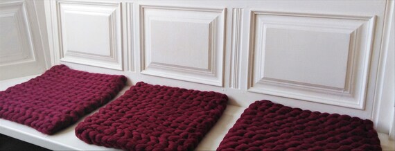 Bench Cushion Chair Cushion Nature Material Dark Red Etsy