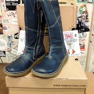 Dr Martens Authentic, Size UK3, Wedge Boots, Womens Dress Blues, Leather Boots / 3a63