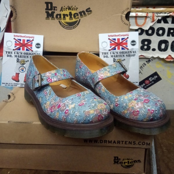 Dr Martens Mary Blue Floral Canvas Various Sizes