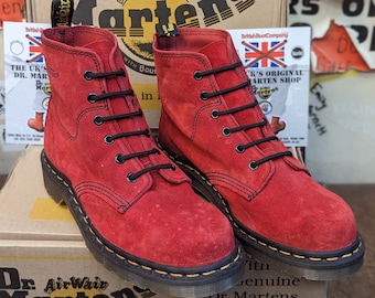 Dr Martens Red Suede Leather Boots Size UK6 Made in England Vintage 90 s 6 Hole 8175 Etsy UK