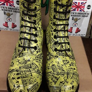 Dr Martens Getta Grip Yellow London Print 10 hoe boots made in England steel toe Boots Size 4 image 4