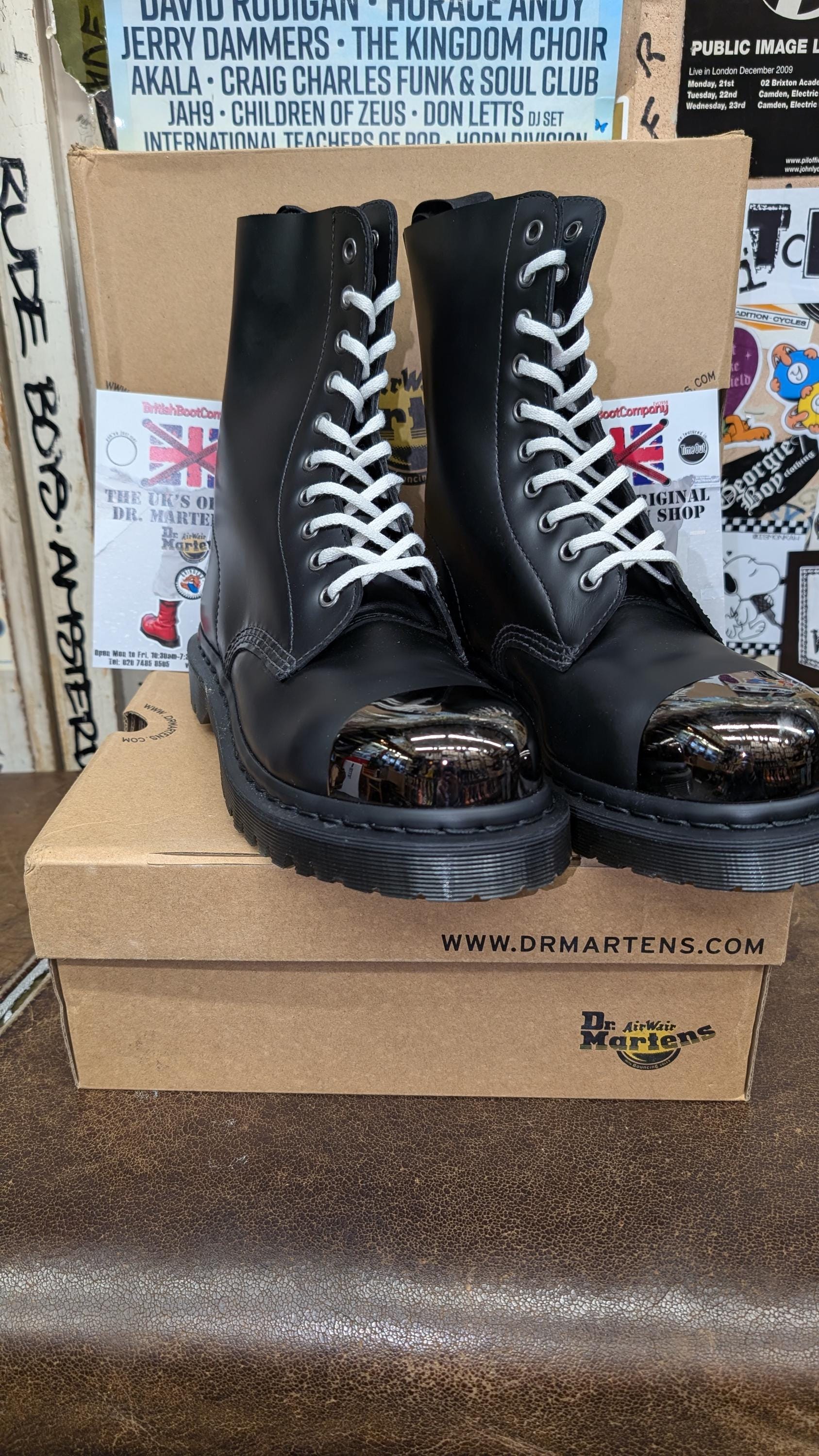 Dr Martens Black 10 Hole Exposed Steel Toe Boots Size 7 - Etsy