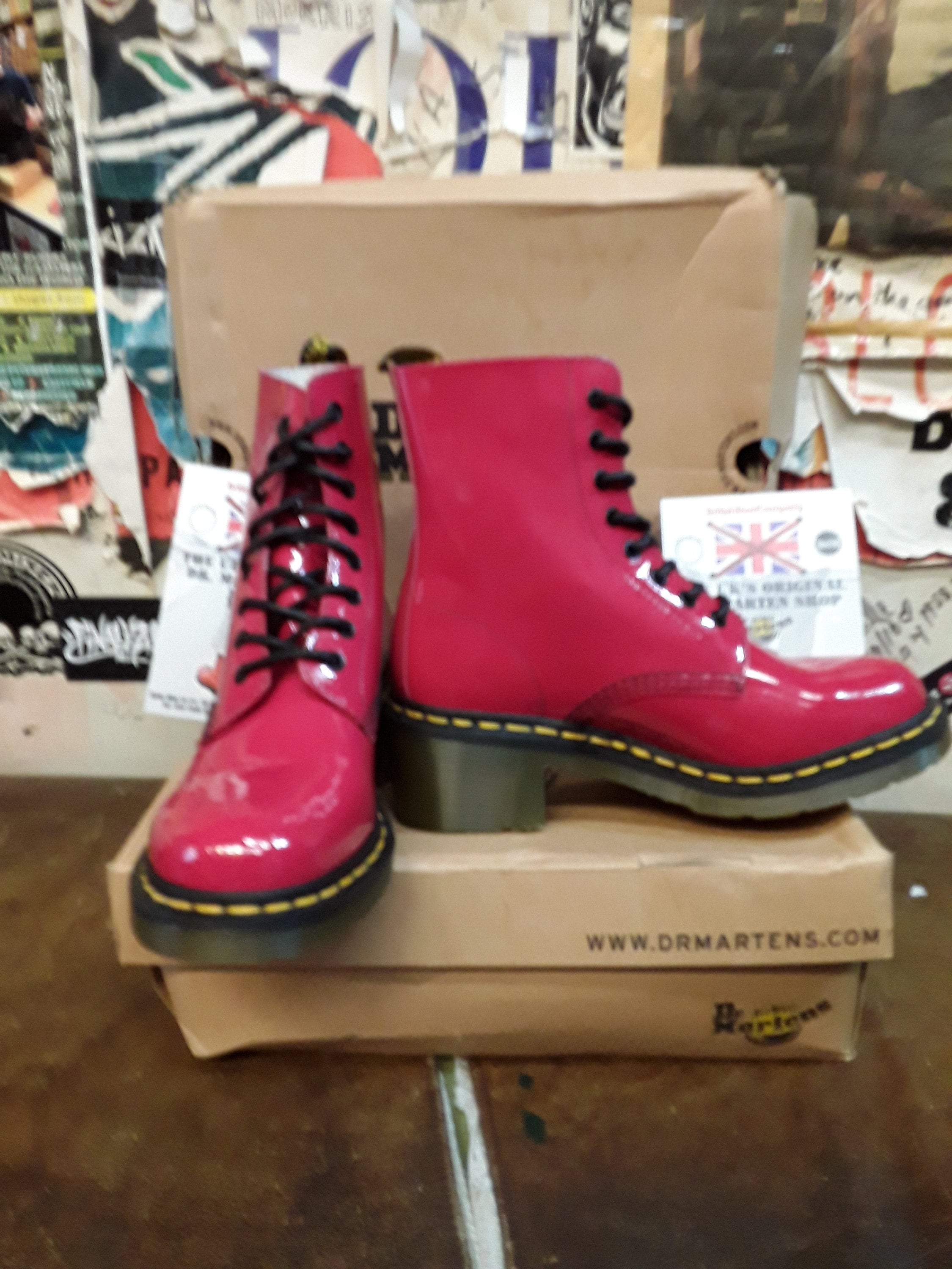 ドクターマーチン　Dr.Martens CLEMENCY RED STEWART Dr Martens 1460 Tartan Leather Lace Up Boots Red Stewart+