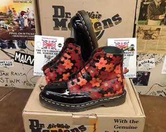 Dr Martens 8175 Black Patent Mistflower Made in England 6 Hole | Etsy  Australia