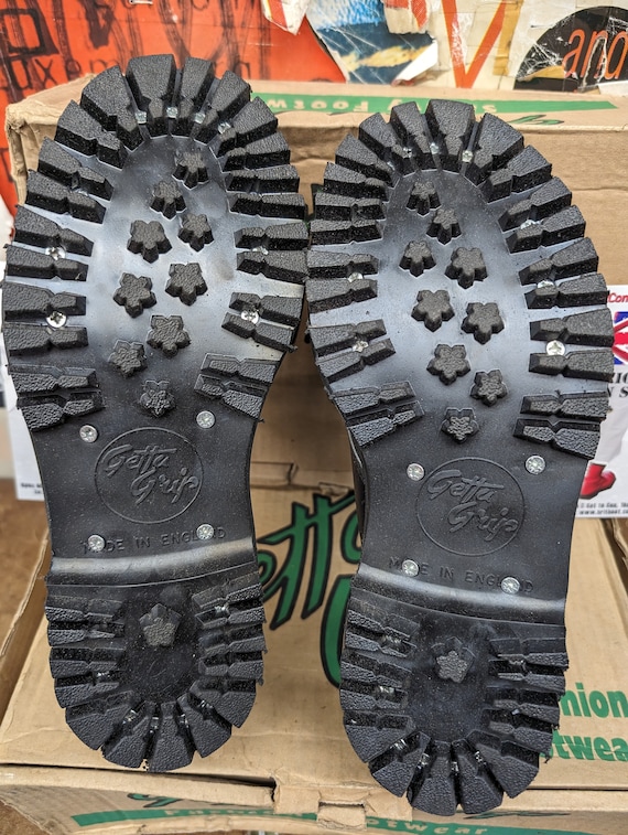 【希少品】GETTA GRIP・3ホール・Made in England・UK6 Getta Grip Made in England 3 Hole Safety Black Shoe Various