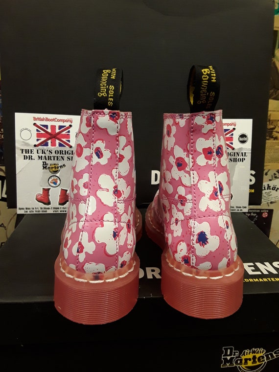 Dr Martens Pink and Red Pansy Fayre 6 hole boots … - image 4