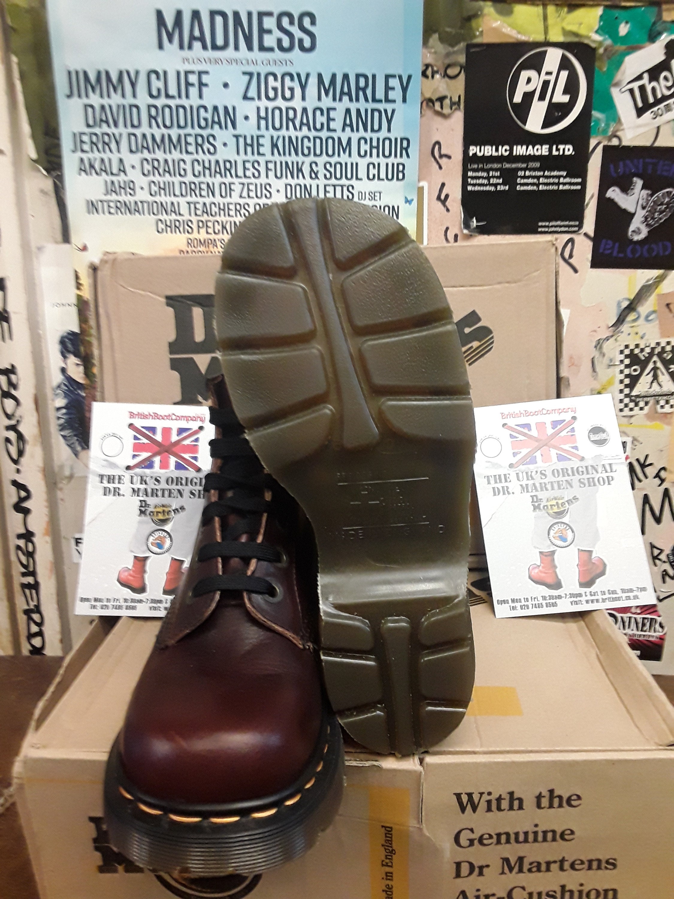 Dr Martens Red Brown Leather Boots, Made in England, Size UK5