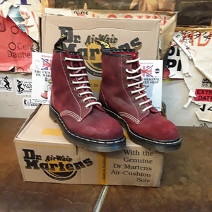 Dr Martens Aviator Boots, Size UK6.5, Made in England, Red Waxy Suede, 8 Hole, 9350